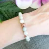 MG1071 Amazzonite Guarigione Cristalli Bracciale Mala Ansia Bracciale Sollievo dallo stress Perline Yoga Gioielli Energia Polso Mala Regali