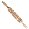 Kerst Houten Rolling Pins Gegraveerde Embossing Rolling Pin met kerstsymbolen Sneeuwvlok voor bakken reliëfkoekjes