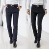 Novo estilo clássico masculina casual calças de negócios moda preto azul elástico encaixe regular marca calças de alta qualidade roupas 201027