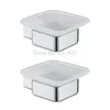 Square Stainless Steel Holder with Frosted Glass Dish Wall Mount Soap Polish Bathroom Accessories Y200407