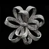 Victorian Vintage Silvertone Micro Pave Clear CZ Ribbon Bow Brosches Circlet Floral Style Style Bowtie Pin Broach Women Bridal Jewelry 2281s