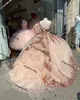 로즈 골드 스팽글 Applique Quinceanera Dresses 2021 연인 레이스 업 코르 셋 프릴 티에워드 스커트 공주 Vestido 멕시코