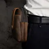 Homens de couro real Design casual cintura pequena bolsa bolsa de cowhide gancho de moda cinto de cintura pacote cigarro caixa de telefone