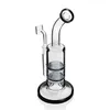 Bong à base épaisse Double écran filtrant Perc Recycleur de conduites d'eau en verre Bongs en verre Bubbler Perc 2 plates-formes pétrolières de fonction Pipes à fumer Dab Rigs