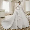 2020 Zarif Bir Çizgi Gelinlik Dantel Aplike Gelin Törenlerinde Artı Boyutu Katmanlı Sweep Tren Dubai Gelinlik Vestido de novia