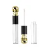 5ml Tomma Clear Lip Gloss Tubes Containrar Skull Lid Borste Tip Applicator Wand Refillerbar Lip Balmflaska för DIY Lip Makeup,