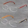 Yeni ahşap gözlükler erkek gözlük kadın 8200757 Metal gümüş kenarsız ahşap moda yüksek kalite 18k altın çerçeve adam çerçeveler gözlük kare optik lens boyutu 57 g130