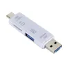 5 In 1 USB 2.0 Type C / USB / Micro USB TF -geheugenkaartlezer OTG Adapter Connector High Speed ​​Memory Card Reader