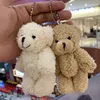 10 pçs/lote Kawaii 11cm Joint Teddy Bears Pelúcia Com Corrente Pequeno Pingente Chaveiros Bichos de pelúcia Presentes de Dia dos Namorados Y0106