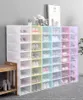 12 stks Schoenendoos Set Multicolor Opvouwbare Opslag Plastic Helder Huis Organizer Schoenenrek Stack Display Storage Organizer Single Box LJ200812