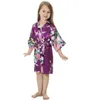 Kinder Pyjamas Seidenrobe Damen Satin Pyjama Dessous Nachtwäsche Kimono Badekleid Pyjamas Pfauendruck Nachthemd BY1630