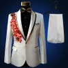 Pesante lavorazione fase vestito da uomo perline abiti da sposa Costume Homme vestito di paillette partito evento DJ costume di scena Homme vestito sottile 201106