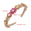 Trendy Colorful Crystal Flower Headband Luxury Sparkly Rhinestone Hairband Female Party Hair Accessory Bezel