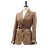 Genspring Card Suit Coats Reep Split Blazers Куртки верблюда черный Матч Старинные летние Blazer Женщины 201201