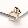 Anéis de esmeralda natural anéis de diamante de zircão para mulheres anéis de casamento de noivado com gemstone verde anel 14k rosa jóias fina de ouro 201006