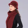 Suogry Women Winter Beanie Шляпа кроличья шкура животных вязаная шерстяная шляпа и шарф сплошные цвета Gorros Cap Bobble Hat теплые черепа Y201024