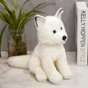 Nouveau 28cm Simulation Fox Dog Peluche Creative Réaliste Animal Assis Poupées En Peluche Peluches pour Enfants Fille Cadeau D'anniversaire LJ201126