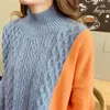 Eam zielony wielki sweter sweter luźne fit golarki Kobiety z długim rękawem pullover moda jesienna zima 1Y219 201221