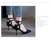 Damen Sandalen Sommer Stiletto High-Heels Kleid Schuhe 2022 Frühling und Sommer Schwarzes Design Spitzschuh