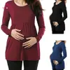 MUQGEW schwangere Frauen Mutterschaft Schwangerschaft Shirt geraffte solide Tops Mutterschaft Shirt Kleidung Mutterschaft Kleidung Ropa de Mujer LJ201118