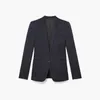 2021 Mola Longa Manga Notched-Lapel Azul Color Puro Blazers Mulheres Moda Moda Outwear Casacos S27187165