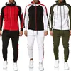 Mode män Casual Tracksuits Two-Piece Kläder Set Zipper Front Open Hooded Jacket + Långbyxor M / L / XL / XXL / XXXL