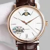 40MM case 11MM Thin Moon moonphase working Leather Strap automatic cal 35800 movement men watch wristwatch business simple shirt w215b