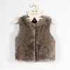 Nyanländer Barnflickor Faux Fur Waistcoat Toddler Girl Winter Warm Vest Fashion Kids Baby Kläder Tjock Coat Outwear