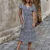 Frauen Kleid 2020 Neue Sommer Boho Stil Blumendruck V-ausschnitt Langes Kleid Frauen Urlaub Strand Kleider Damen Vestidos de fiesta LJ200814