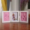 Cute Baby Photo Frame 3D DIY Handprint Imprint Air Drying Soft Clay Footprint Kids Casting Hand Inkpad Fingerprint 201211