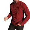 Maglione lavorato a maglia primavera autunno uomo manica lunga pullover solido abbigliamento uomo casual o collo pullover top maglioni vintage rosso 211221