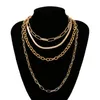 Collane con ciondolo IngeSight.Z 4 Pz/set Multi Strato Grosso Spesso Miami Curb Collana Girocollo Cubano Gotico Color Oro Catena di Serpenti Gioielli