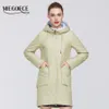 Flash -affärerMiegofce Women Collection Spring Jacket Coat Rhombus Pattern Parka Deep Pockets Resistant Hooded Collar Coat 201026