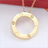 Kärleksdesigner halsband smycken charm cirkel guld hänge halsband alla hjärtans dag mode rostfritt stål smycken kvinnor klassiska3649406
