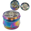 63mm 4 Layer Smoking Herb Grinders Rainbow color drum shape Quality Zinc Alloy tool Pollen Tobacco Crusher Grinder