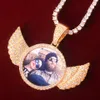 Angel Wing Pendant Custom Jewelry Gold Color Necklace for Women Copper Zircons Hip Hop Rock Street With Tennis Chain