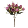 Fake herfst rosebud (5 stengels / bos) 11.81 "Lengte simulatie camellia plastic gypsophila voor bruiloft huis decoratieve kunstbloemen