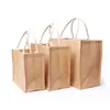 NXY Shopping Bags pouch Burlap with Laminated Interior and Soft Cotton Handle Women Grocery Bridesmaid Gift 220128