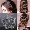 Hair Clips & Barrettes Jewelry S Romantic Beauty Pearl With Crystal Wedding Vine For Women Drop Delivery 2021 Zjok1