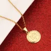 Gold Plated Round Shape Mohammed Allah Name Pendant Necklaces Islam Jewelry Arab Muslim Jewelry