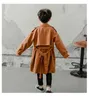 Boy girl Trench Coat High Quality Long Coat Teenagers Outerwear winter Fall Turn-down Collar Casual Handsome boys Cotton Clothes LJ201128
