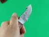 1Pcs 5.1 Inch Damascus Fixed Blade Straight Knife VG10 Damascuss Steel Blades Cow Horn Handle EDC Knives With Leather Sheath