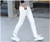 Herrenmode, weiße Jeans für junge Männer, Herrenhosen, lässige, schmale, gerade Hosen, Denim223p