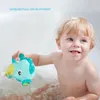 Barn Badrum Bad Dusch Baby Clockwork Simning Barn Spela Vatten Söt Little Yellow Duck Bathing Bathtub Leksaker För Kid LJ201019