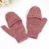 Par kvinnor hand varmare flip present mjuk halvfinger vantar handskar stickade förtjockta konstgjorda ull termiska höst vinterhandskar1