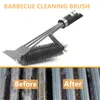 BBQ Grill Cleaning Brush Long Handle Spring Barbecue Wire Brush With Scraper Multifunctional Brush Stainless Steel Tool by sea RRE13188