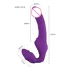 Strapless Strap on Realistischer Dildo Vibrator Massagegerät Lesben Doppelseitiger G-Punkt Stimulieren Sie die Klitoris, sexy Spielzeug für Paare