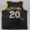 2021 Hommes cousus John 20 Collins Trae 11 Young Basketball Jersey Noir Rouge Blanc Chemises Qui maillots