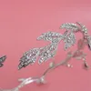 Luxury Crystal Bridal Tillbehör Bröllop Rhinestone Waterdrop Leaf Tiara Crown Headband Frontlet Brides Hair Smycken