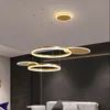 Moderne LED-ring kroonluchter verlichting met afgelegen goud dimbaar plafond hanglamp met acryl tinten voor slaapkamer woonkamer